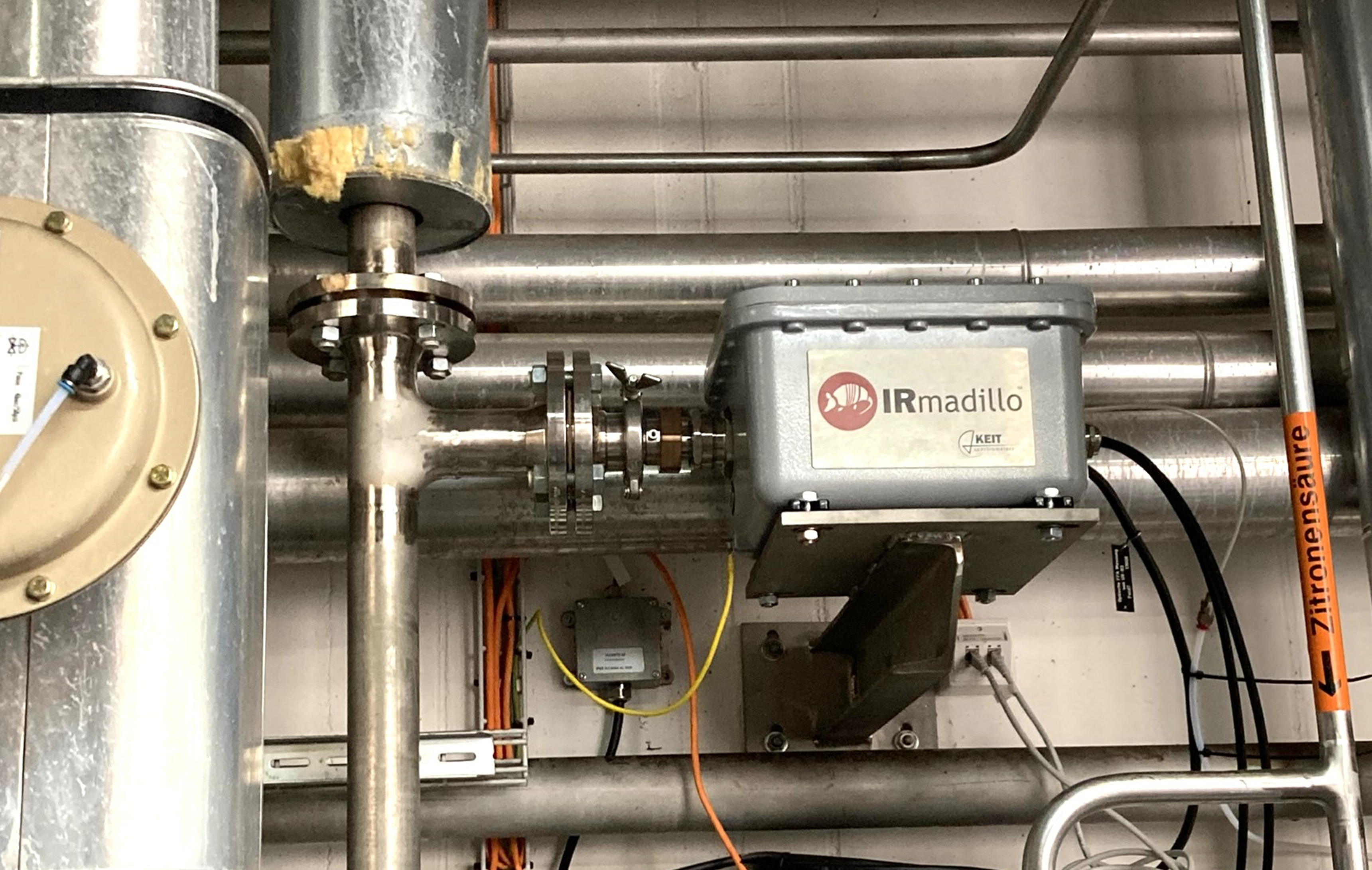 IRmadillo installed on the inlet of the centrifuge upstream of caustic addition. 